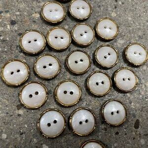 20 piece Vintage Pearl Gold Trim Sewing Buttons Lot